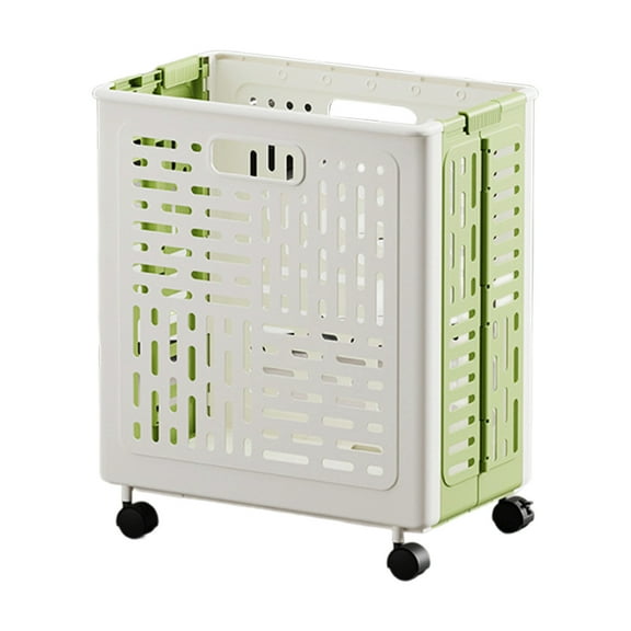Extra Large Folding Laundry Basket Wheeled Storage Bin with Handle Plastic Hamper for Clothes Toys Space Efficient