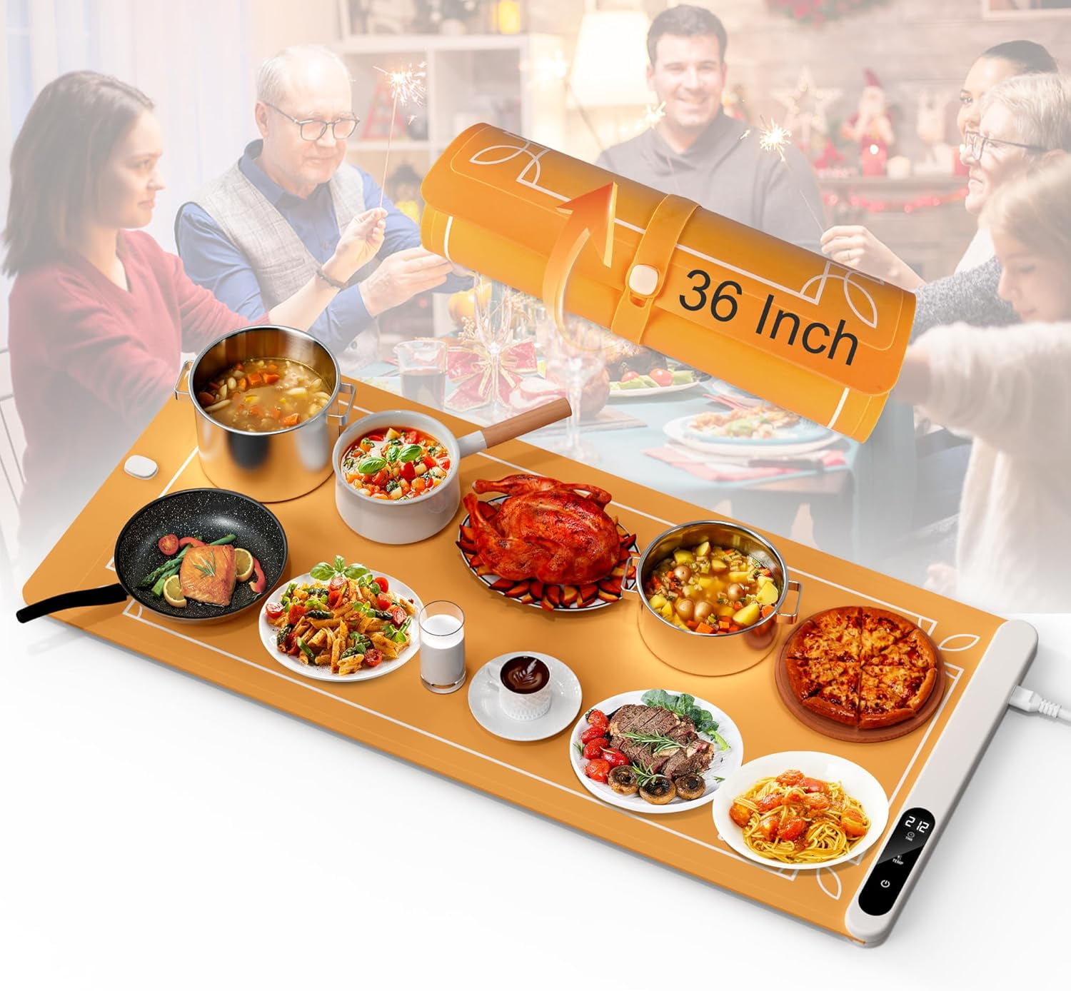 Anatole Electric Food Warmer Mat | 24x15 Large Silicone Warming Tray | 3 Temperature Settings For Buffets