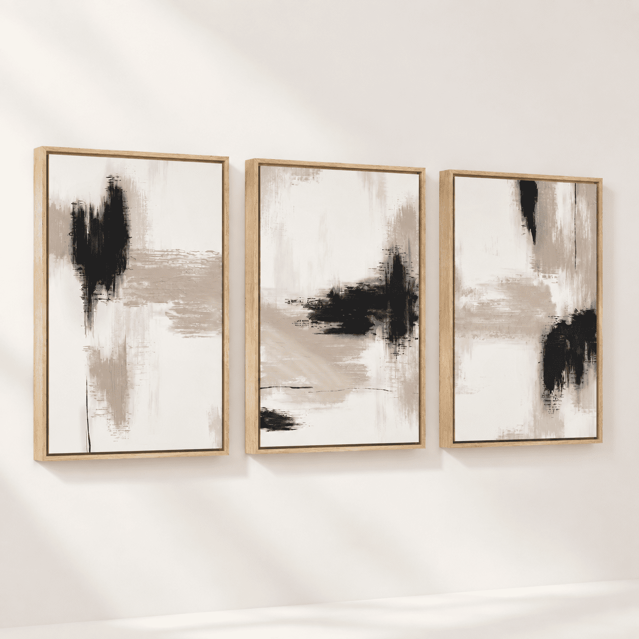 Framed Abstract Extra Large Framed Neutral Abstract Wall Art For Living Room 24x36 Inch ...
