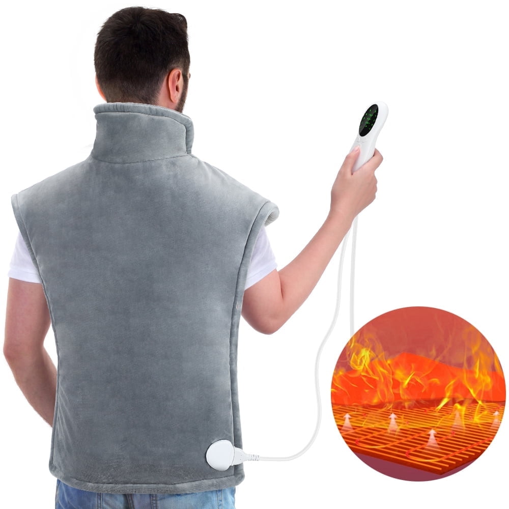 Extra Large Full Back Shoulders and Neck Heating Pad 40"x24", Fast Heating Wrap with Auto Shut off for Back, Neck and Shoulder, Abdomen, Electric Heating Pad for Muscle Relief, Easy to Clean(Gray)