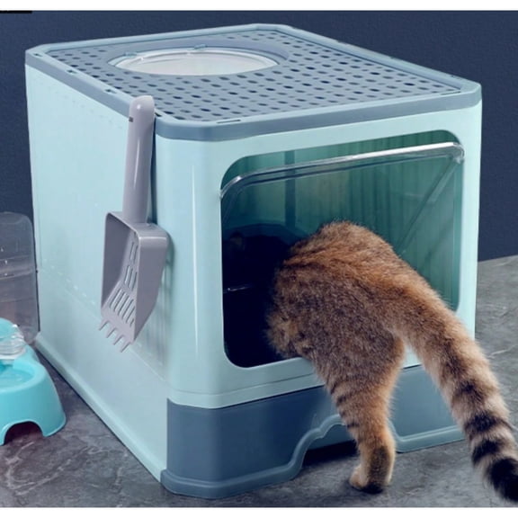 Extra Large Fully Enclosed Cat Litter Box, With Drawer & Top Entrance, Odor-Proof And Splash-Proof (Size:50cm*40cm*40cm)