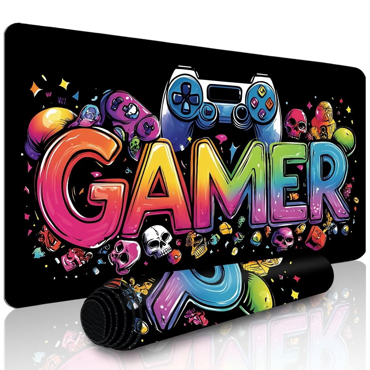 Extra Large Gaming Keyboard Mat - Durable Mouse Pad for Laptop and Study Desk - Vibrant GAMER Design
