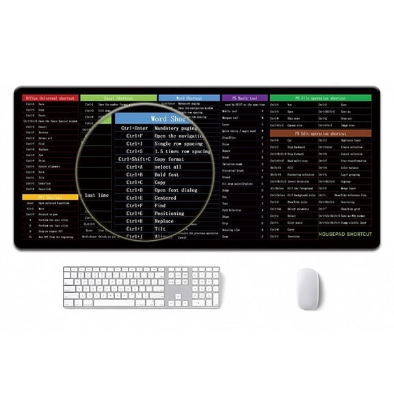 Extra Large Gaming Mouse Pad - 300x800mm - Dirt-Resistant with Shortcut Key Design