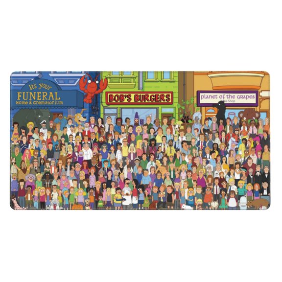 Extra Large Gaming Mouse Pad Non-Slip Rubber Bob's Burgers Mousepad with Stitched Edges Desk Pad Mat for Office Home 15.8x29.5 in