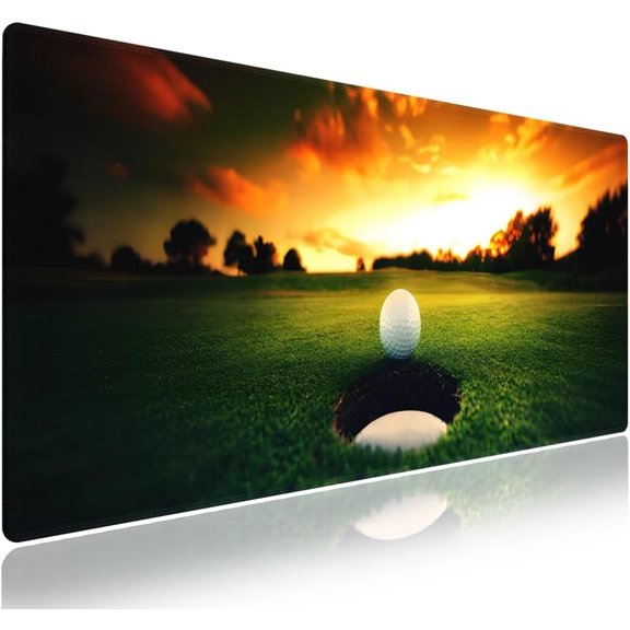 Extra Large Gaming & Office Mouse Pad (31.5" x 11.8") – Golf Ball Near Hole Golf Field, Premium XXL Desk Mat with Durable Stitched Edges & Smooth Fabric Surface & Anti-Slip Rubber Base