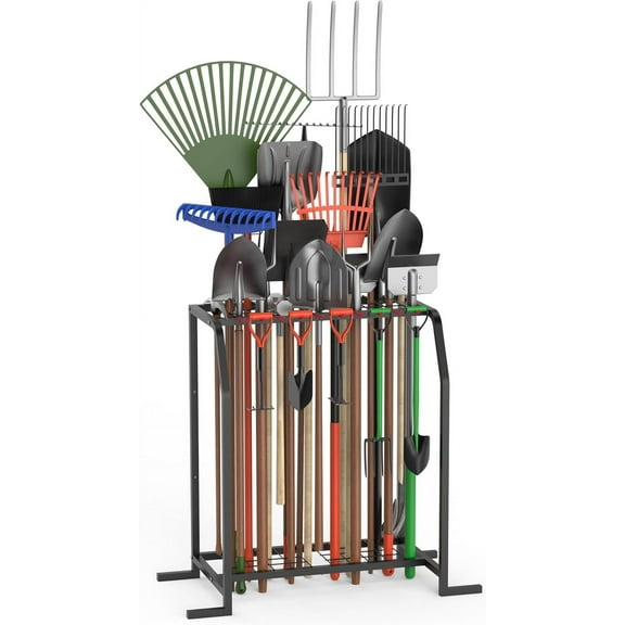 Extra Large Garden Tool Organizer for Garage, NEVER FALL OVER - Yard Tool Organizer Garage for Organization and Storage, Tool Rack for Shed, Outdoor, Tool Stand