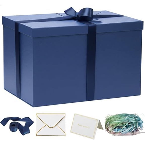 Extra Large Gift Box,17x11x11 Inches Blue Gift Boxes with Lids for Presents,11-inch Deep Gift Box for Wrapping Gifts.Ideal for Birthday,Weddings,Anniversary,Christmas or Business.