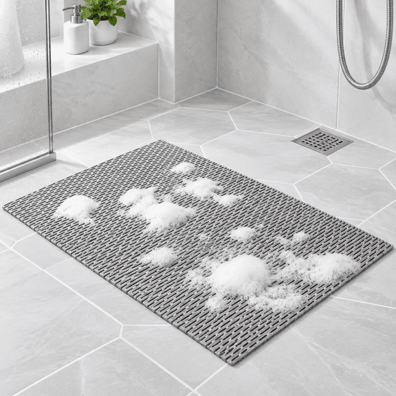 Extra Large Gray Non-Slip Bathtub Mat, 47.3 X 31.5 Inch, Trimmable