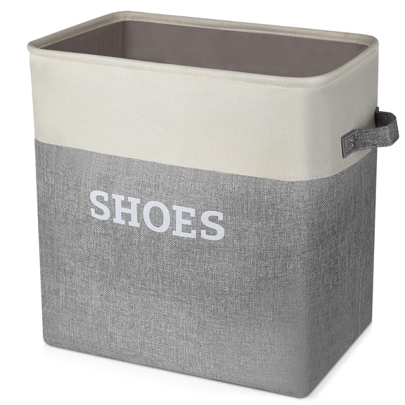 Extra Large-Grey Fabric Shoe Basket Storage Bin for Entryway Hallway Mudroom