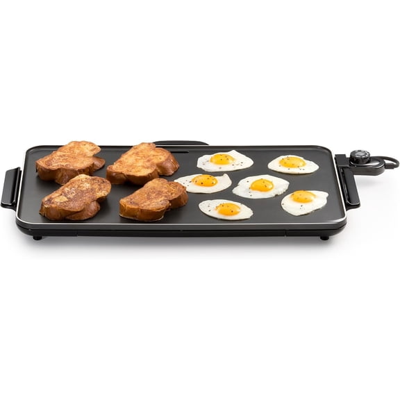 Extra Large Griddle, 22"x 13", Low Profile Design, Ceramic Nonstick, Black