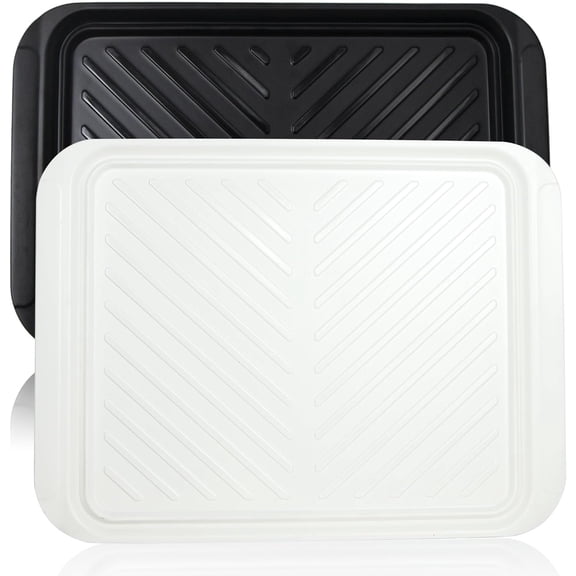 Extra Large Grilling Prep and Serve Trays, 17.3x13 inch BBQ Tray for Raw and Cooked Food, Melamine Serving Trays for Food, Set of 2, Black and White