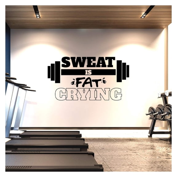 Extra Large Gym Wall Decal | Sweat is Fat Crying | XL 3 FT x 6 FT | Big Lettering Home or Gym Wall Decor | Inspirational Motivational Wall Sticker for Exercise and Workout Motivation
