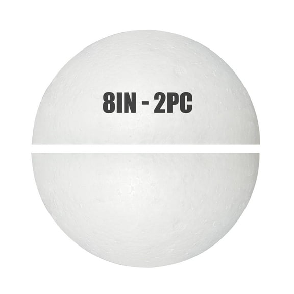 Giant Half Round Styrofoam Balls 20cm, 2PC Solid White Foam for Crafting, Painting, Decorations, Science Models, Holiday Ornaments, white