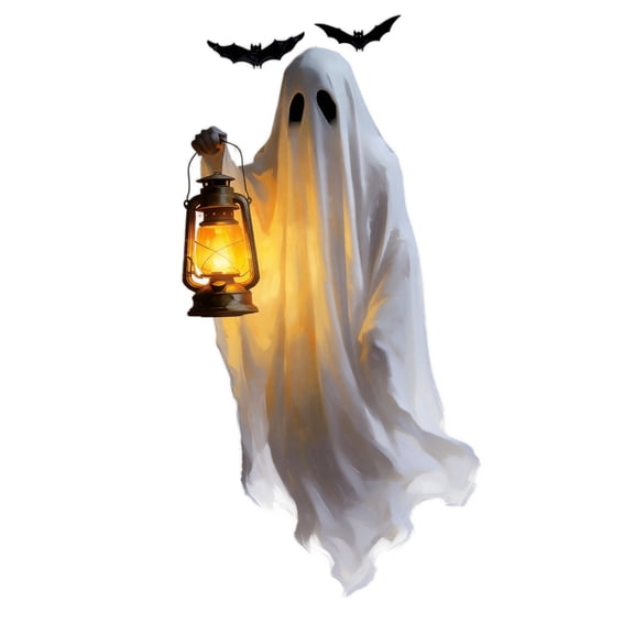 Extra Large Halloween Ghost Window Clings Watercolor Ghosts & Bats Design, Double-Sided Glass Decals, Removable No Residue, for Home, Office, School & Party Windows