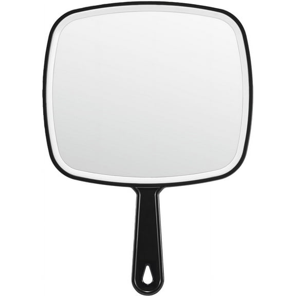 Extra Large Handheld Mirror，Hand Salon Mirror with Handle for Barbers, Hairdressing (Black，12.4" Lx 9" W)