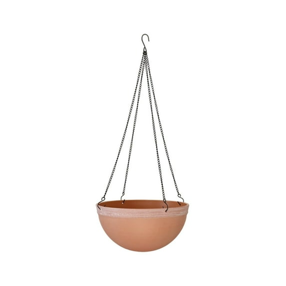 Extra Large Hanging Flower Pot, Jumbo Hanging Planter Basket for Outdoor Garden, Big Plastic Planter for Vines and Succulents, Terracotta Color Patio Hanging Container with Drainage Tray
