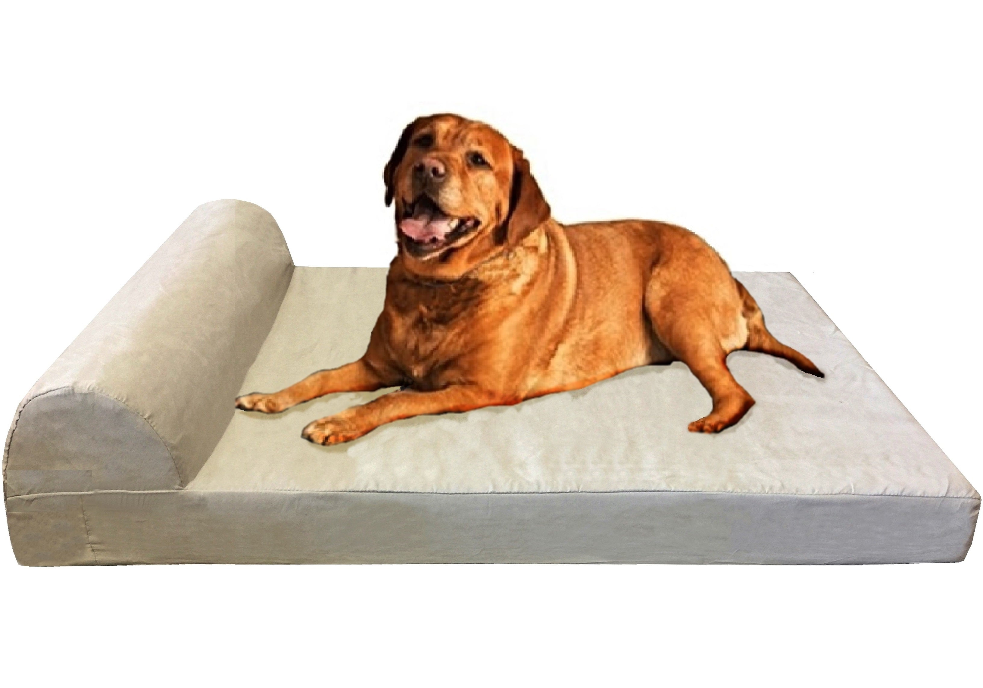 XL Orthopedic Memory Foam Dog Mattress, Waterproof Liner, Washable Suede Khaki Cover, 47"x29"