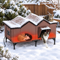 Large Cattery Extra Large Heated Weatherproof Outdoor Cat House for Feral Stray Cats ...