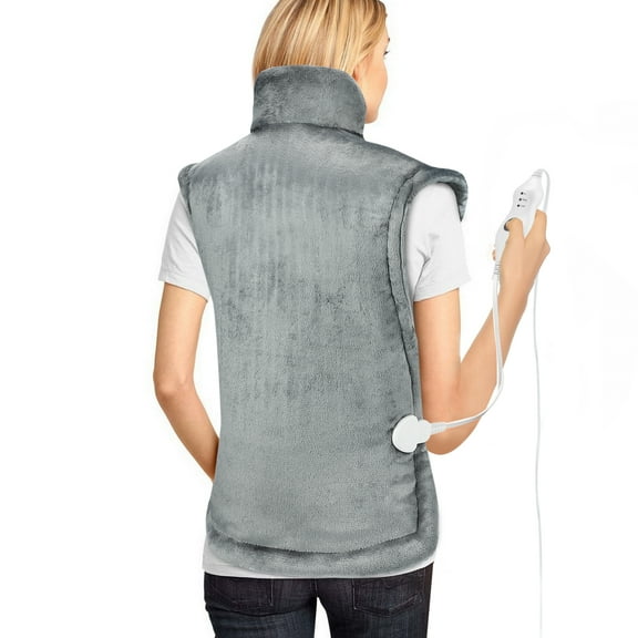 Extra Large Heating Pad 40"x24" Fast Heating Wrap with Auto Shut Off for Back, Neck and Shoulder, Waist, Dry/Moist Option, Gray