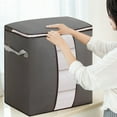 thumbnail image 1 of Extra Large Heavy Duty Clothes Storage Bags, Clear View Non-woven Travel Tote with Reinforced Handles and Double Zipper, Gray, by Zovey, 1 of 6