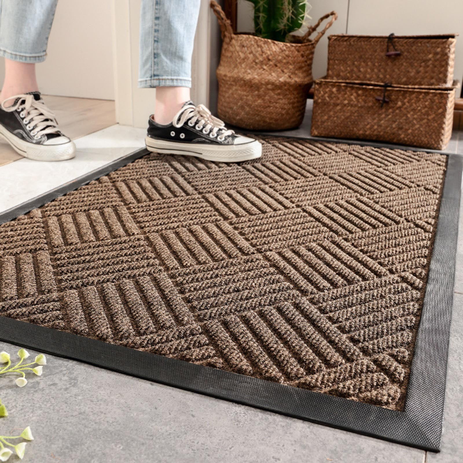 Extra Large Heavy Duty Door Mat - 29.53x17.72 Inch Non- Commercial Entrance Mat, Waterproof Indoor Outdoor Doormat for High Traffic Areas, Low-Profile Easy to Clean Front Door Rug