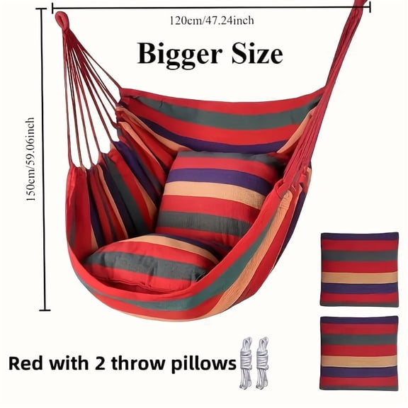 Extra Large Heavy-Duty Hanging Swing Chair - All-Weather Nylon with Rope, 10 Vibrant Colors, Indoor/Outdoor for Patio/Camping/Balcony, Easy Assembly, No Stand Needed