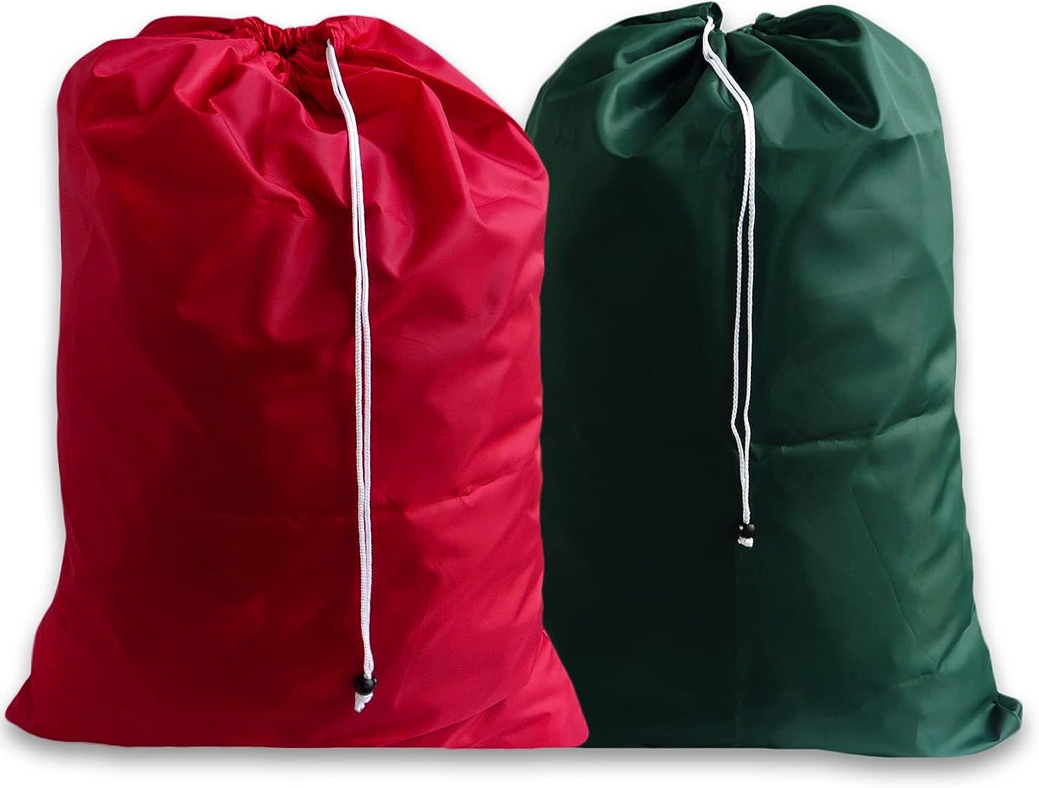 Extra Large Heavy Duty Laundry Bags, Red And Forest Green, (2 Pack