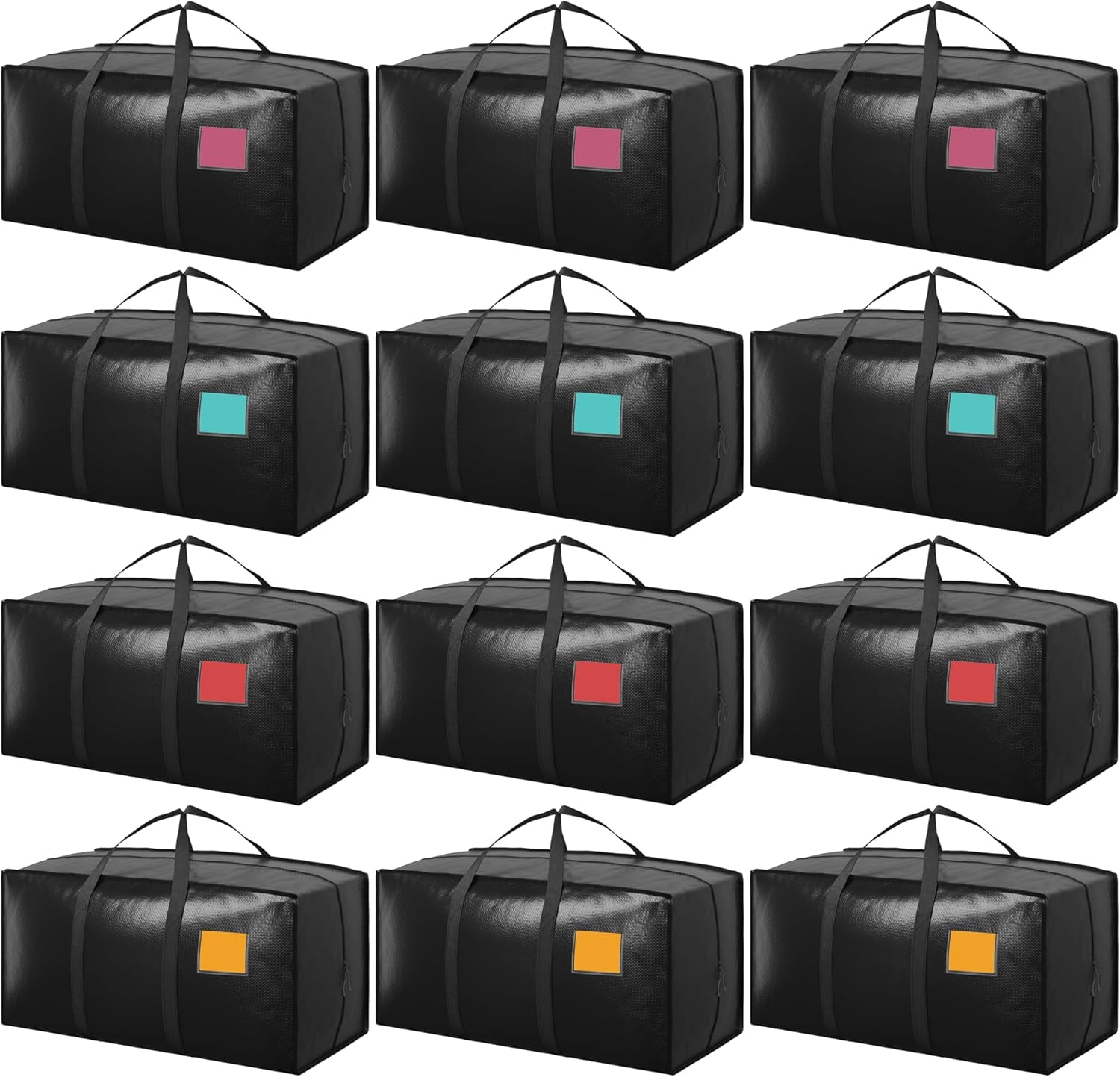Extra Large Heavy Duty Moving Bags, 12 Pack with Reinforced Zipper & Wide Handles, Moisture-Resistant Storage Bins Packing Cubes for Clothes, College Dorm, Travel, and Home Organization, Dark Blue