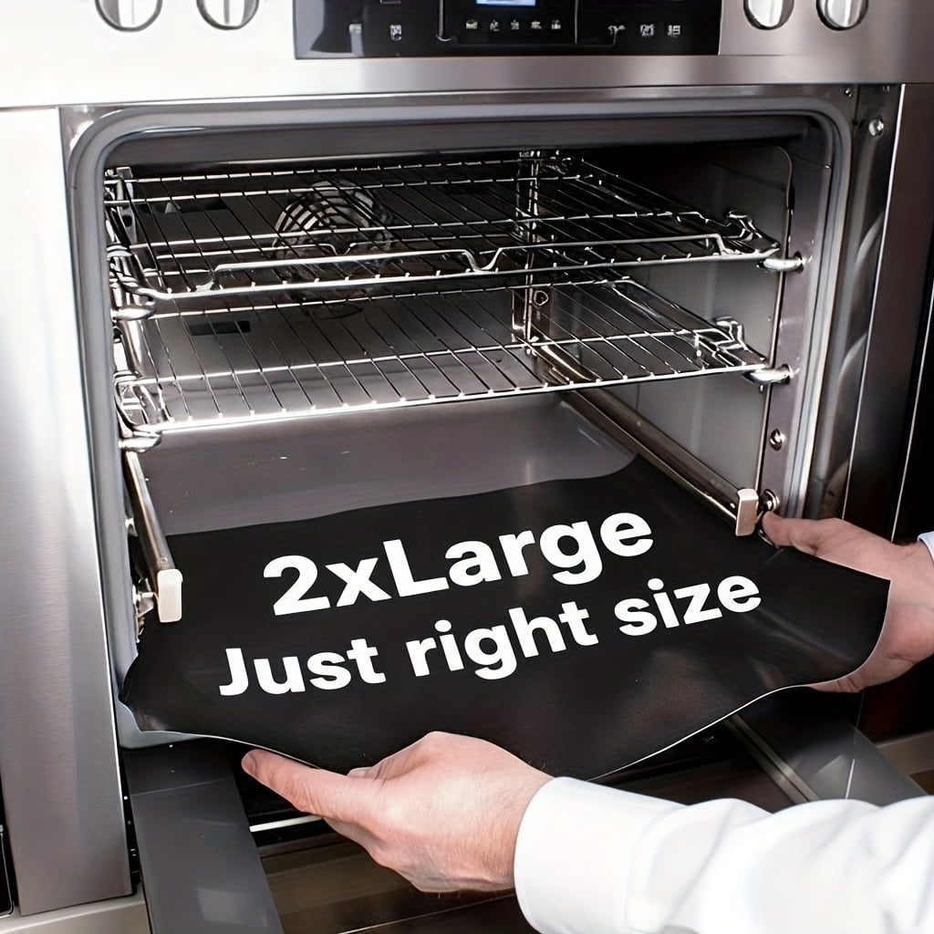 Extra-Large Heavy-Duty Non-Stick Oven Liner Mats, 2-Pack Reusable Protector for Electric and Gas Ovens, Universal Fit Non-Toxic Kitchen Accessories for Easy Cleanup and Grilling