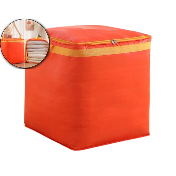 Extra Large Heavy Duty Storage Bag, Moving Bags with Zippers, Large Capacity Snakeskin Oxford Cloth Storage Bag for Clothes Quilt, Orange, 31.50x28.74"