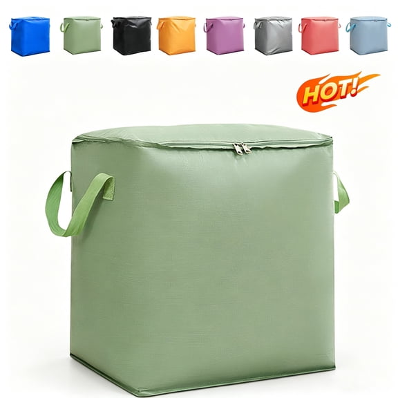Extra Large Heavy‑Duty Storage Bag, Reinforced Handles Thickened Plastic Moving Tote with Double Zippers, Foldable Organizer for Clothes, Toys, Bedding, Christmas Decorations and College Dorm