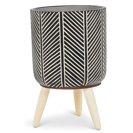 Abbott Collection 27-TRIPOD-06-XLG Extra Large Herringbone Tripod Planter, Black/White