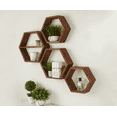 thumbnail image 1 of Extra Large Hexagon Shelves Set of 4 - Brown - Wall Storage - Hanging Wall Decor - Stylish Hexagon, Honeycomb Floating Shelves for Living Room Decor, Bedroom, and Kitchen Home Decor, 1 of 9