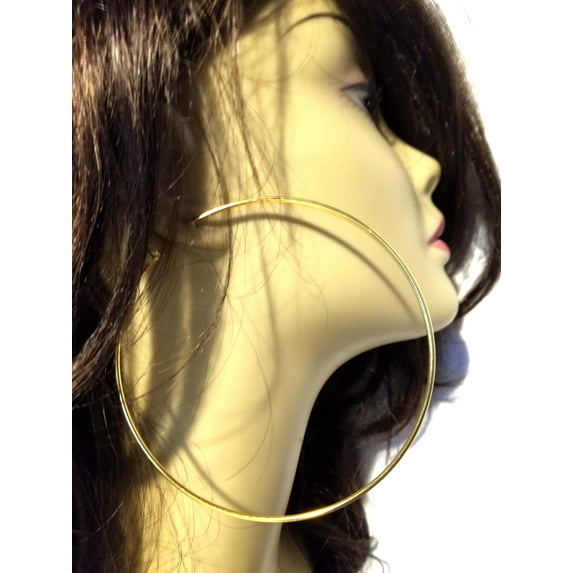 Extra Large Hoop Earrings 4.5 inch Gold tone Hoop Earrings Classic Hoops Simple Thin