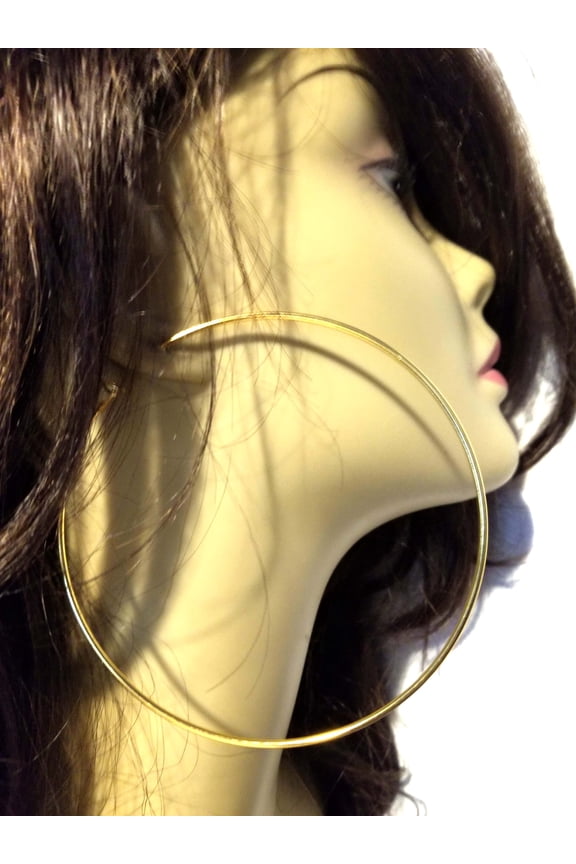 Extra Large Hoop Earrings 4.5 inch Gold tone Hoop Earrings Classic Hoops Simple Thin