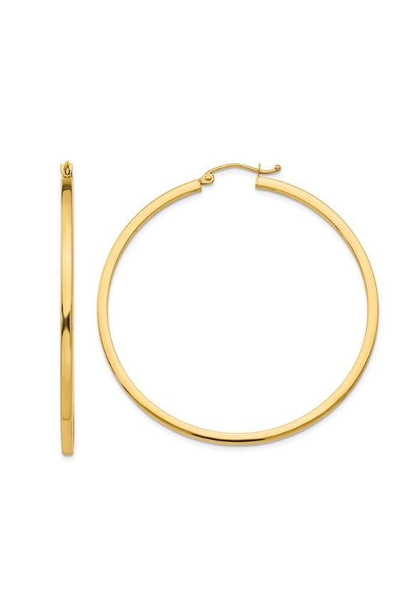 Gem & Harmony Extra Large Hoop Earrings in 14K Yellow Gold 2 inch (2.00 mm) for Women