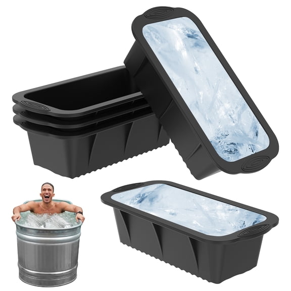 Extra Large Ice Block Mold, 5 Pack 2.43lbs Ice Cubes for Cold Plunge or Coolers,Reusable Silicone Ice Molds for Ice Bath Chiller,Big Ice Tray(Black)