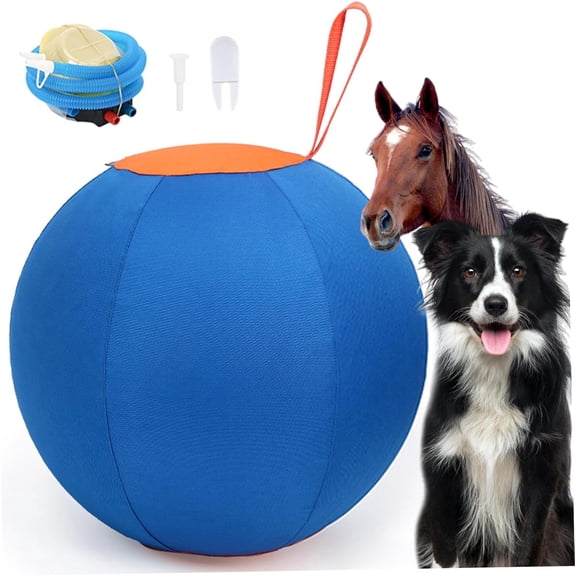 Extra Large Inflatable Dog Toy Ball, Durable Tear-Resistant Inflatable Big Ball with Handle Cover & Pump for Outdoor Play (inch)