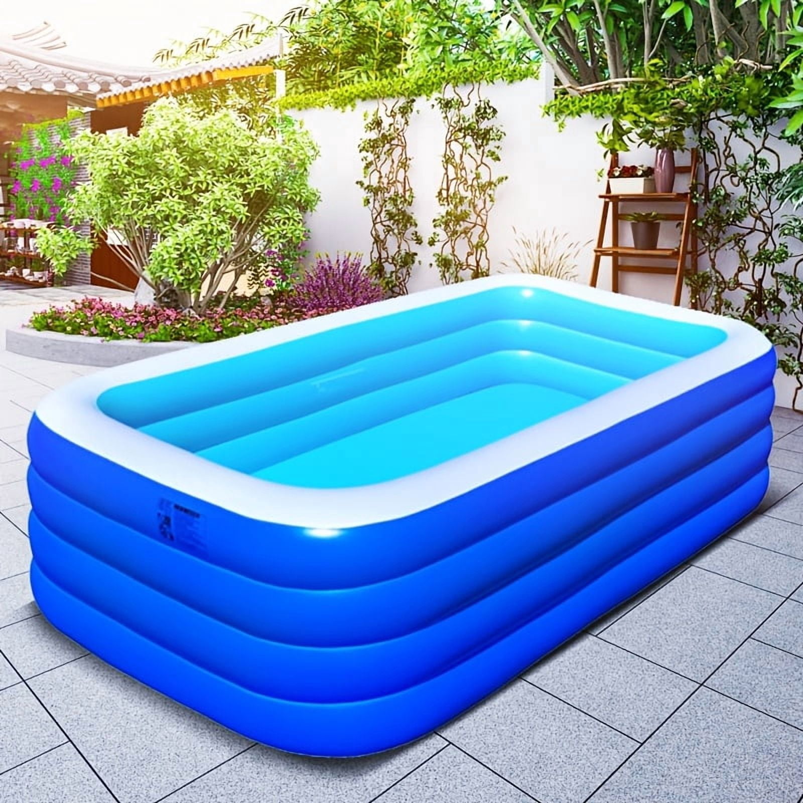 Extra-Large Inflatable Home Swimming Pool. Blue And White Swimming Pool, Foldable Outdoor Pool for Gardens, Perfect for Parties And Events.