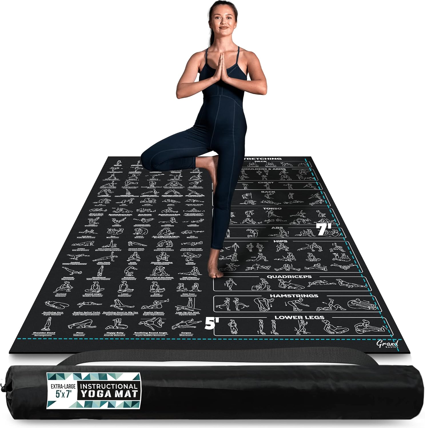ExtraLarge Instructional Yoga Mat with Poses Printed On It 3X Bigger