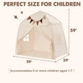 thumbnail image 1 of Extra Large Kids Play Tent with Flags & Star Lights, Portable Foldable Teepee, Indoor Outdoor Dome Tent, 59x39x59 in, Cream, 1 of 6