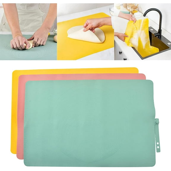 Extra Large Kitchen Silicone Pad - 2023 New Non Slip Non Stick Silicone Pastry Mats for Rolling Out Dough Baking Mats Silicone for Baking Cookie Sheets Thick Heat Resistant Mat for Oven BreadGreen