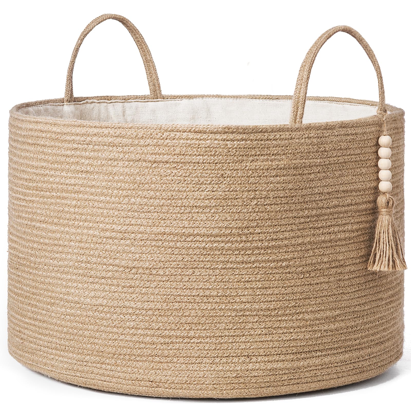 Brown 21.7" W × 13.8"L Woven Jute Storage Basket