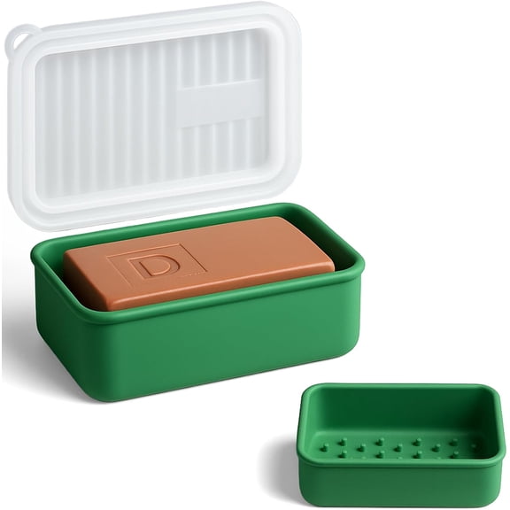 Extra Large Leakproof Silicone Travel Soap Case for Men, Jumbo 10oz Soap Holder for Duke Cannon & Dr. Squatch - 2026 Travel Essentials for Gym & Camping (Mint Green)