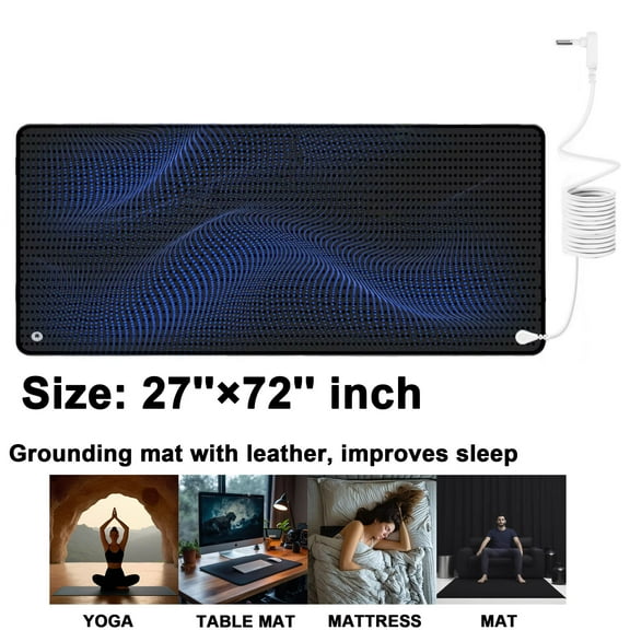 Extra Large Leather Grounding Mat 27x72 Inch Natural Earthing Mat for Yoga, Sleep & Stress Relief, Thick Non-Slip Indoor/Outdoor Design with Conductive Carbon Layer (Floor/Desk Use)
