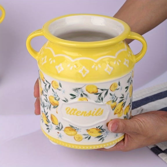 Extra Large Lemon Utensil Holder - Stylish Kitchen Organizer