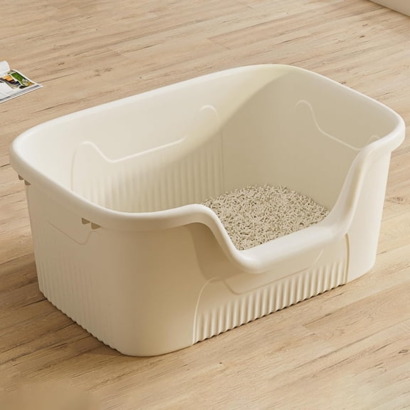 Extra Large Litter Box with High Sides,23.6" Lx16.5 Wx8.6 H XL Multi Cat Litter Pan for Kitty,Cat Boxes for Indoor Cats,Jumbo Litter Boxes for Big Cats,Anti-Splashing,Easy to Clean (White)