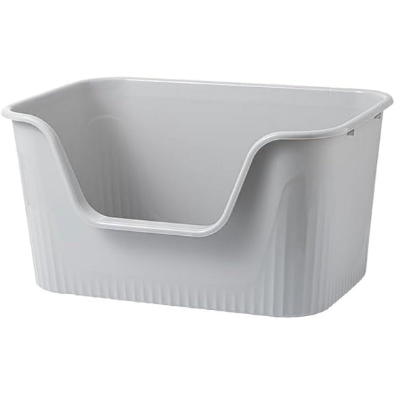 "Extra Large Litter Box with High Sides 25.27"" Lx17.83 Wx13.11 H,Anti-Splashing,Tool-Free Assembly,Multi Kitty Cat Litter Box,Jumbo (Grey) "