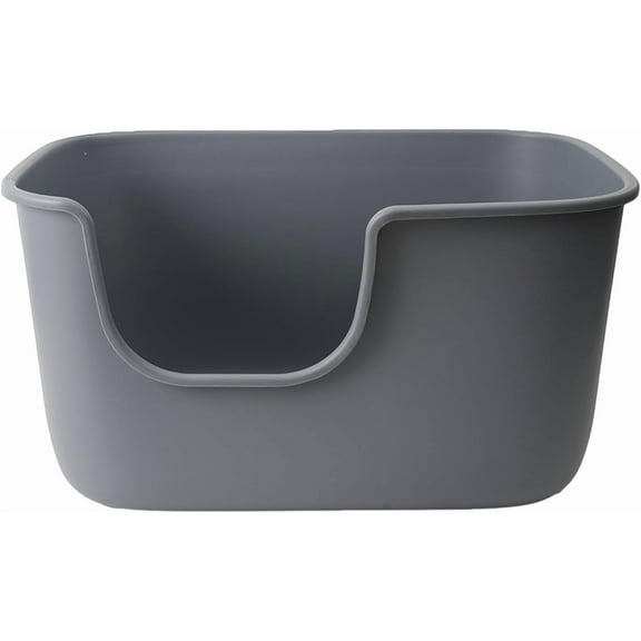 Extra Large Litter Box with High Sides & Low Entry,XL Anti-Splashing Kitty Litter Pan,Jumbo Multi Cat Litter Box,Tool-Free Assembly,Easy to Clean (Grey)