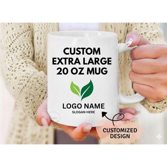 Extra Large Logo Mug Custom Big 20 oz Company Logo Mug Personalized 20oz Business Logo Cof